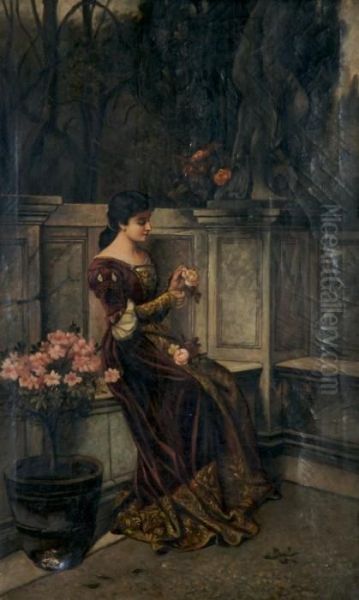 Lady With Roses Oil Painting by Louis, Ludwig Reinhardt