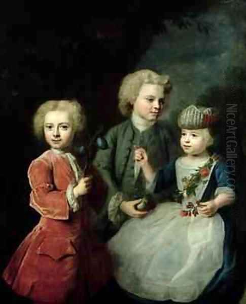 The Children of Councillor Barthold Heinrich Brockes 1680-1747 Oil Painting by Balthasar Denner