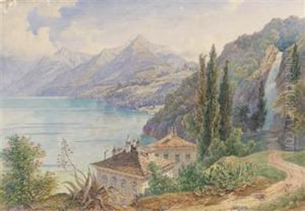 A Motif Of Alake In Upper Italy Oil Painting by Franz Reinhold