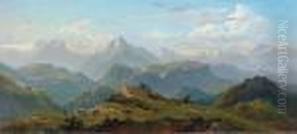 Ansicht Vom Ziegelberg Bei Reichenhall Oil Painting by Franz Reinhold