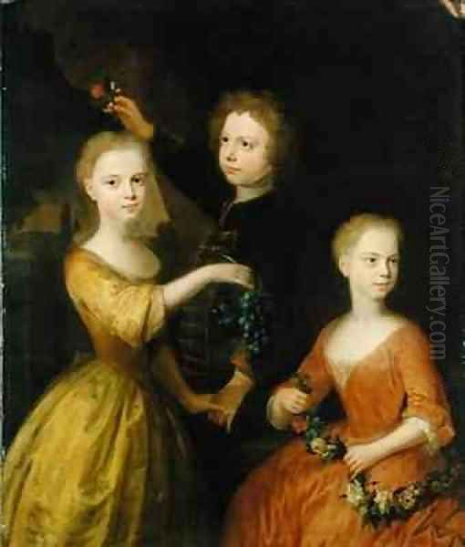 The Children of Councillor Barthold Heinrich Brockes Oil Painting by Balthasar Denner