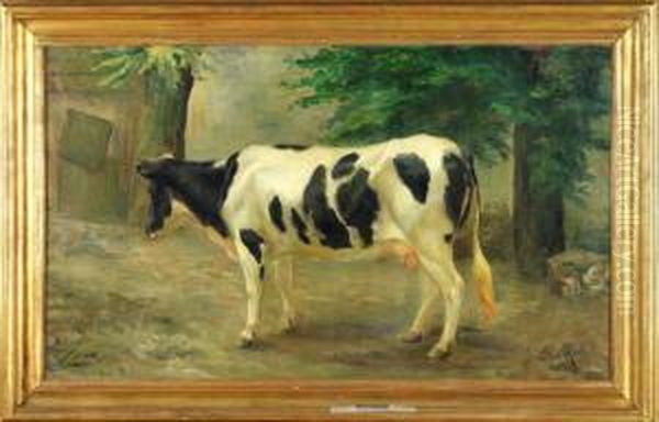 Cena Campestre Com Vaca Oil Painting by Carlos Reis