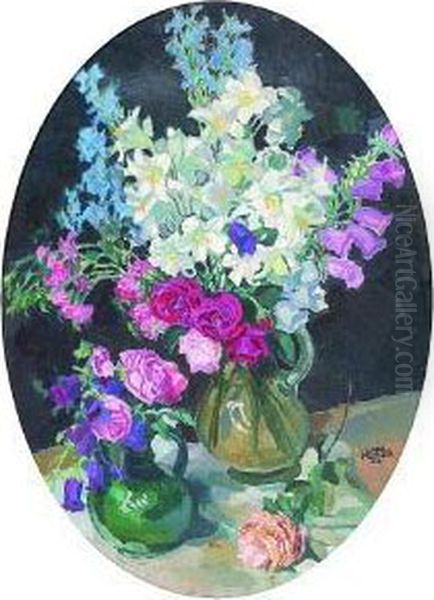 Blumenstillleben Oil Painting by Carl Reiser