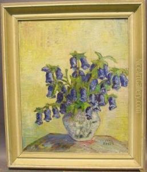 Floral Still Life With Bluebells Oil Painting by Carl Reiser