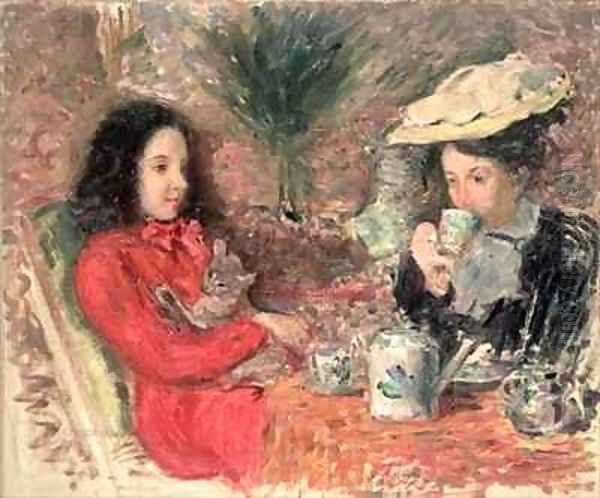 Tea Time Oil Painting by Emile Alfred Dezaunay