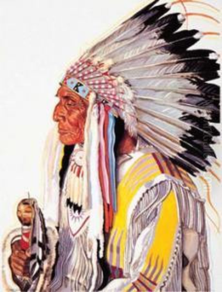 Portfolio - Blackfeet Indians Of Glacier National Park Oil Painting by Winold Reiss