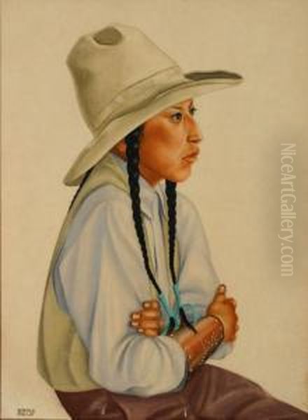 Blackfoot Girl Oil Painting by Winold Reiss