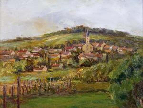 Weindorf In Burgenland Oil Painting by Hermann Reisz