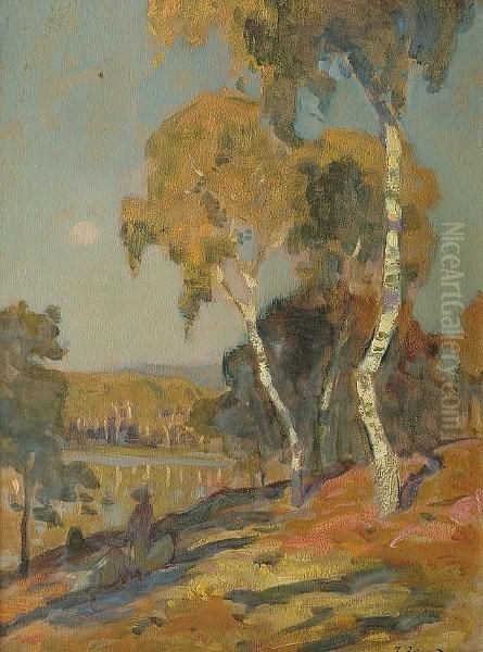 Summers Day By The Lake Oil Painting by Jean Remond