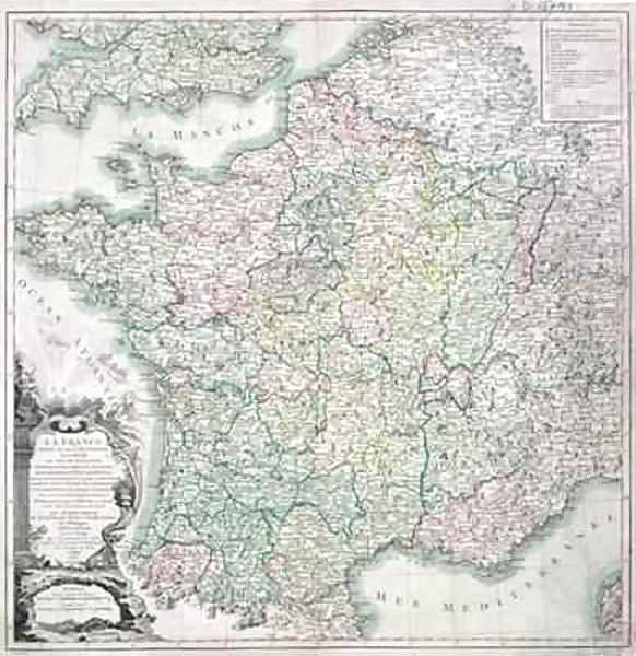 Map of France as Divided into 58 Provinces Oil Painting by Louis-Charles Desnos