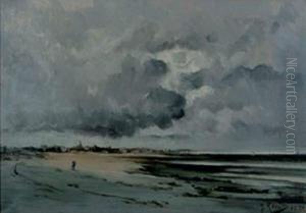 Bord De Mer Par Temps Gris (vers Carteret) Oil Painting by Mary Renard