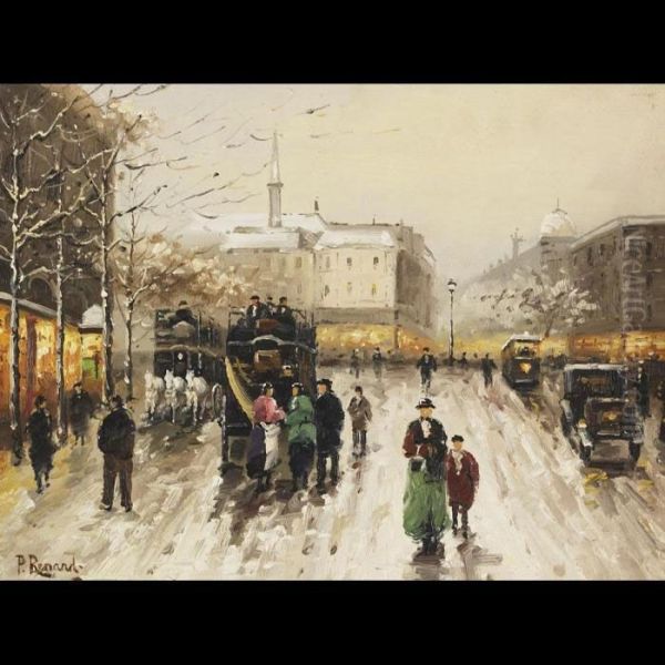 Paris Street Scene Oil Painting by Paul Renard