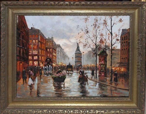 Paris Scene Oil Painting by Paul Renard