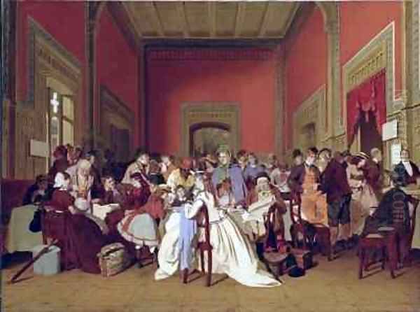 Second Class Waiting Room II Oil Painting by Carl d'Uncker