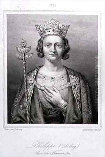 Philip V the Tall 1294-1322 King of France Oil Painting by Charles Alexandre Debacq