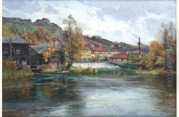 Lavandiere A Dun-sur-meuse Oil Painting by Alfred Renaudin