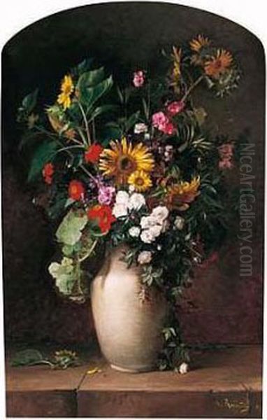 Vase De Fleurs Oil Painting by Alfred Renaudin