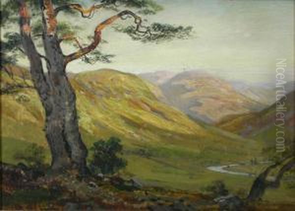 Overlooking A Highland Glen Oil Painting by George Melvin Rennie