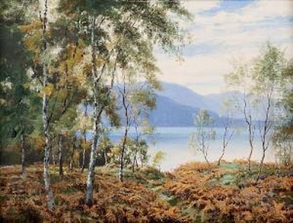 Morning Loch Kinnord, Near Ballater Oil Painting by George Melvin Rennie