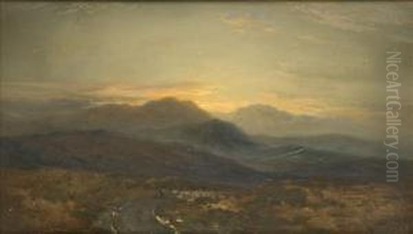 Sunset In The Highlands Oil Painting by George Melvin Rennie