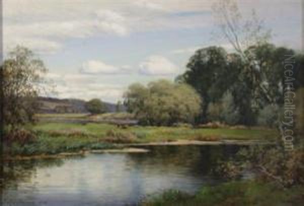 Cattle Grazing, A Summer Afternoon Oil Painting by George Melvin Rennie