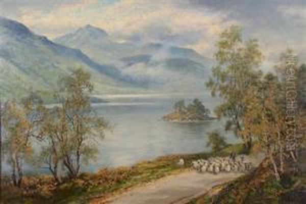 Loch Lomond, Autumn, Looking Towards Ben Lomond Oil Painting by George Melvin Rennie