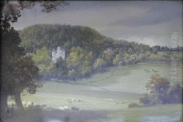 Castle In Landscape, Possibly Craigievar,
Together With Another Similar, A Pair (2) Oil Painting by George Melvin Rennie