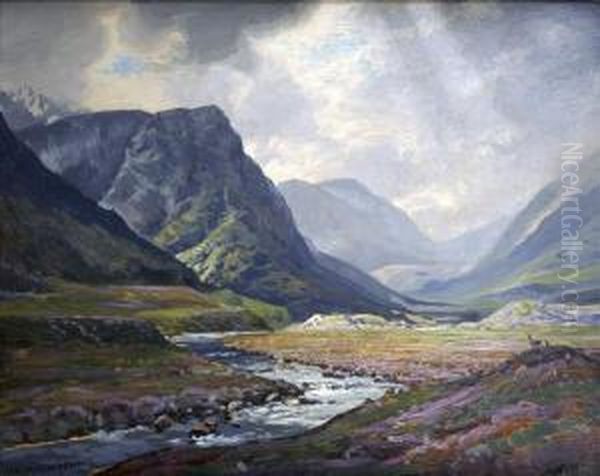 In Glen Deeabove Braemar, Larig Gru by George Melvin Rennie