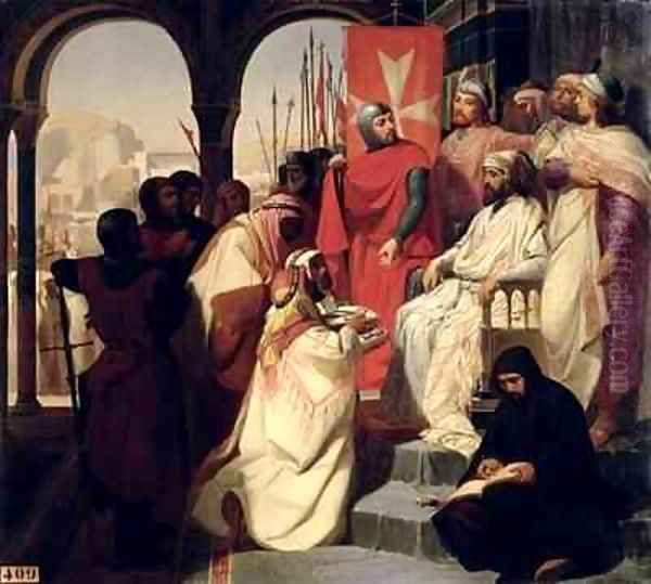 Knights of the Order of St John of Jerusalem restoring religion in Armenia in 1347 Oil Painting by Henri Delaborde