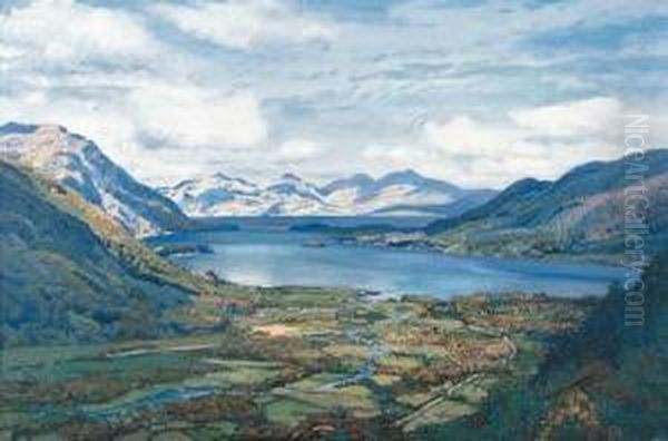 Loch Leven From Glencoe, Hills Of Morven And Loch Linnhe In Thedistance Oil Painting by George Melvin Rennie