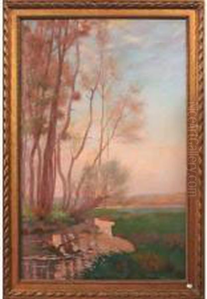 Bord De Ruisseau Oil Painting by Jules Ernest Renoux