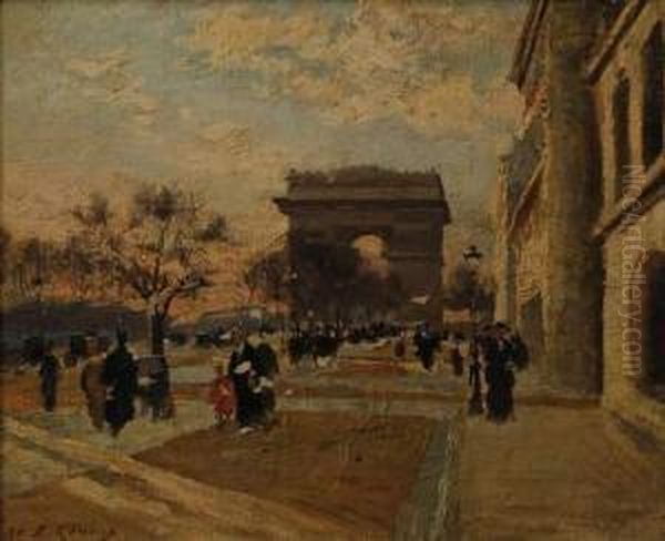 L'arc De Triomphe Oil Painting by Jules Ernest Renoux