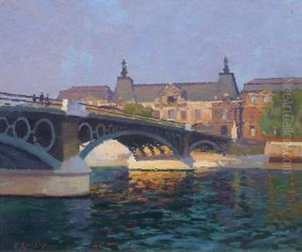 Le Pont Du Carrousel Oil Painting by Jules Ernest Renoux