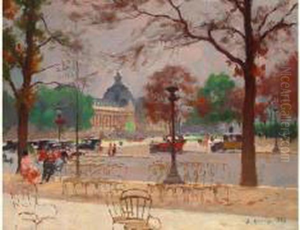 Avenue Des Champs Elysees Oil Painting by Jules Ernest Renoux