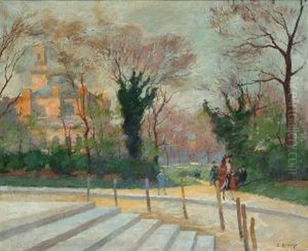 Jardin Et Palais Du Trocadero Oil Painting by Jules Ernest Renoux