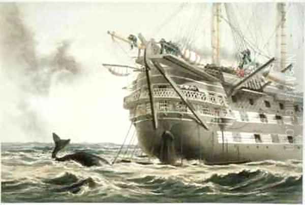 HMS Agamemnon laying the original Atlantic cable Oil Painting by Robert Dudley