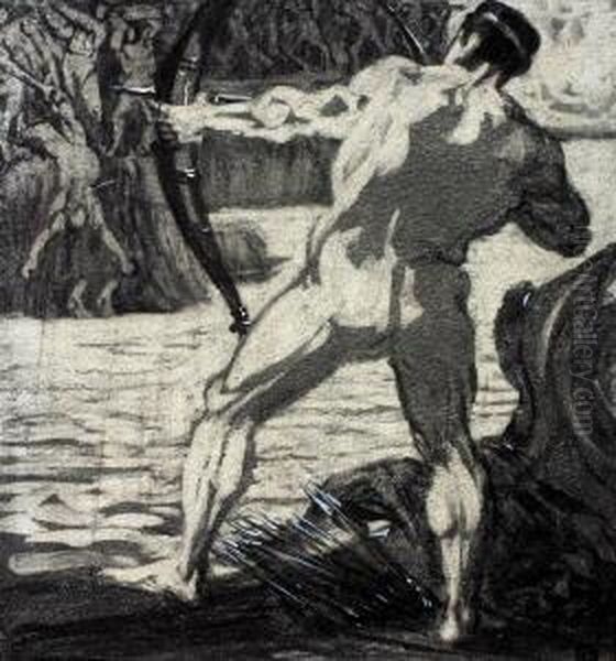 Herakles Kampft Mit Den Giganten Oil Painting by Alfred Renz