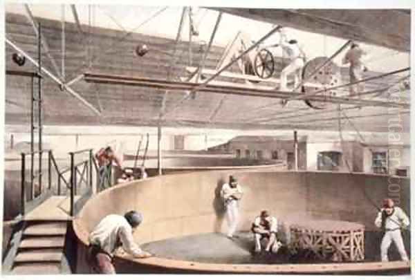 Coiling the telegraph cable in the tanks at the works in Greenwich Oil Painting by Robert Dudley