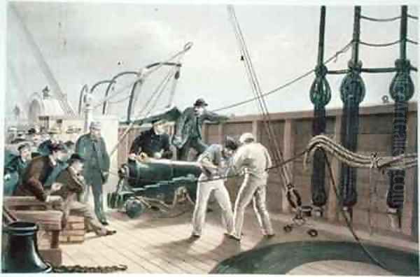 Splicing the cable after the first accident on board the Great Eastern Oil Painting by Robert Dudley