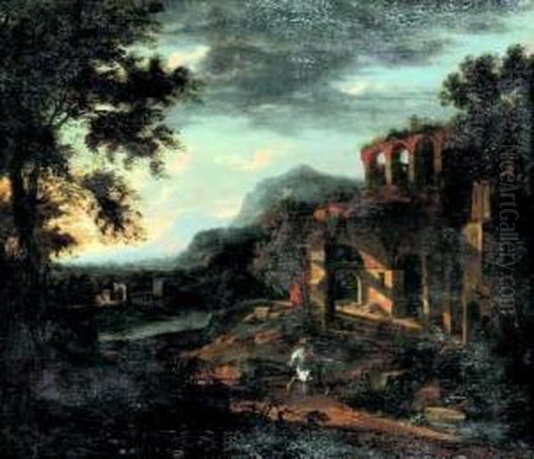 Paesaggio Con Rovine Oil Painting by Pandolfo Reschi