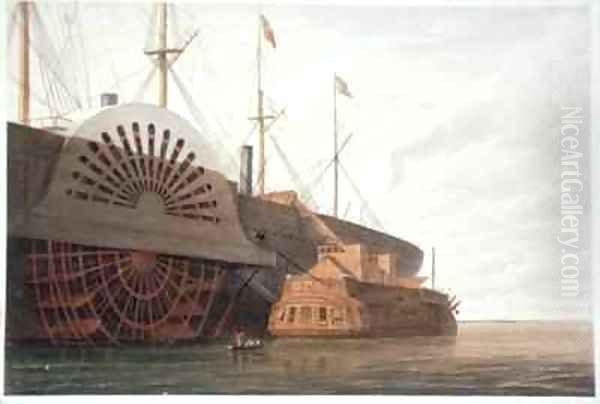 The Old Frigate HMS Agamemnon with her weight of cable alongside the SS Great Eastern Oil Painting by Robert Dudley