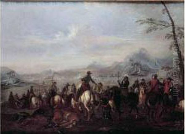 Scene De Cavalerie Oil Painting by Pandolfo Reschi