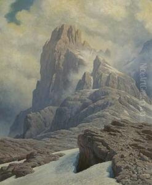 Gipfellandschaft In Den
 Dolomiten Oil Painting by Rudolf Reschreiter