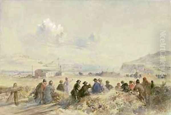 Watching Manoeuvres from the Dunes Foilhummerum Bay Valentia Oil Painting by Robert Dudley