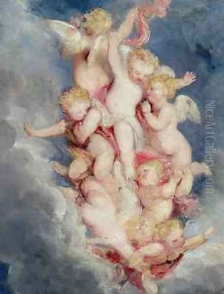 Putti Ascending Oil Painting by William Derby