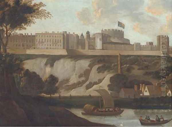 River traffic on the Thames, with Windsor Castle beyond Oil Painting by Hendrick Danckerts