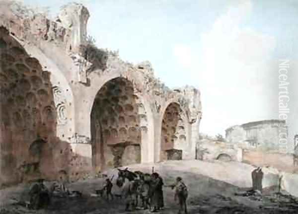 View in the Roman Forum The Temple of Peace Oil Painting by Abraham Louis Rudolph Ducros