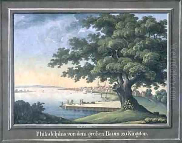 The Great Tree of Kingston with a view of Philadelphia behind Oil Painting by C.A. During