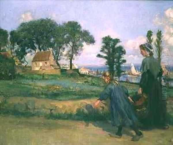 Returning Home Oil Painting by Charles Jules Duvent