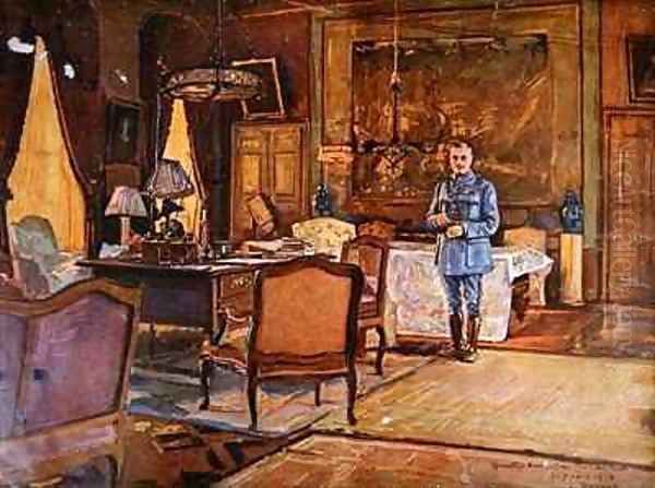 Marshal Ferdinand Foch in his headquarters Oil Painting by Charles Jules Duvent